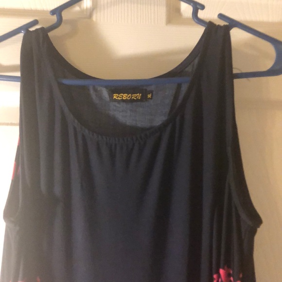Sleeveless navy blue and pink dress - Picture 3 of 5